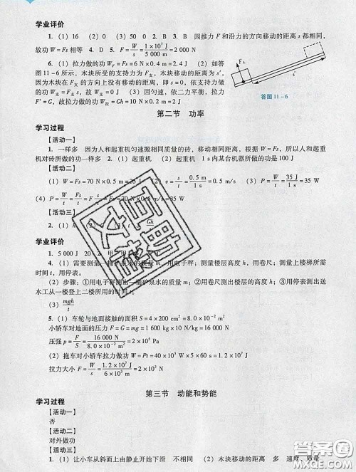 2020新版阳光学业评价八年级物理下册人教版参考答案