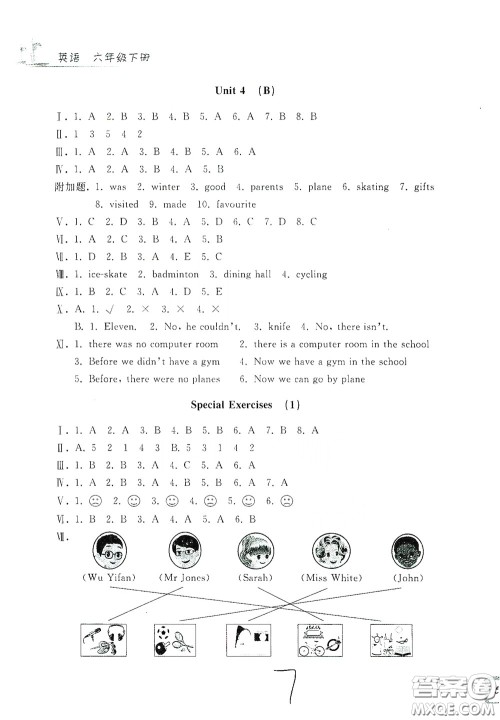浙江工商大学出版社2020学力测评小学单元测试卷六年级英语下册答案 浙江工商大学出版社2020学力测评小学单元测试卷六年级英语下册答案