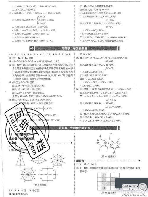 东北师范大学出版社2020春北大绿卡刷题七年级数学下册北师版答案