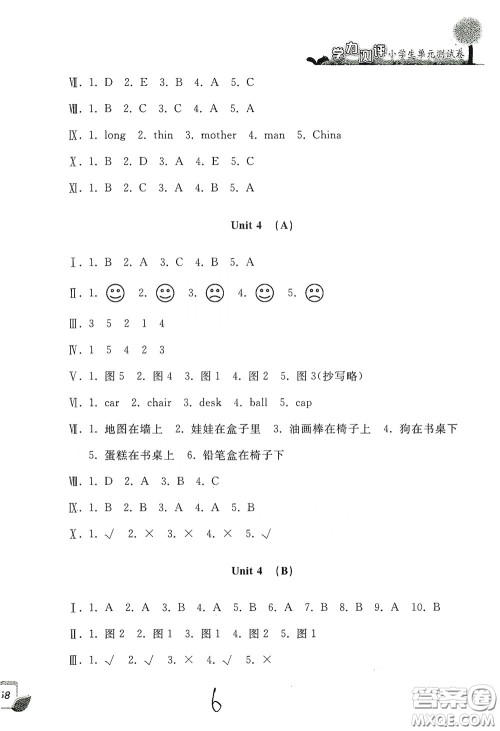 浙江工商大学出版社2020学力测评小学单元测试卷三年级英语下册答案