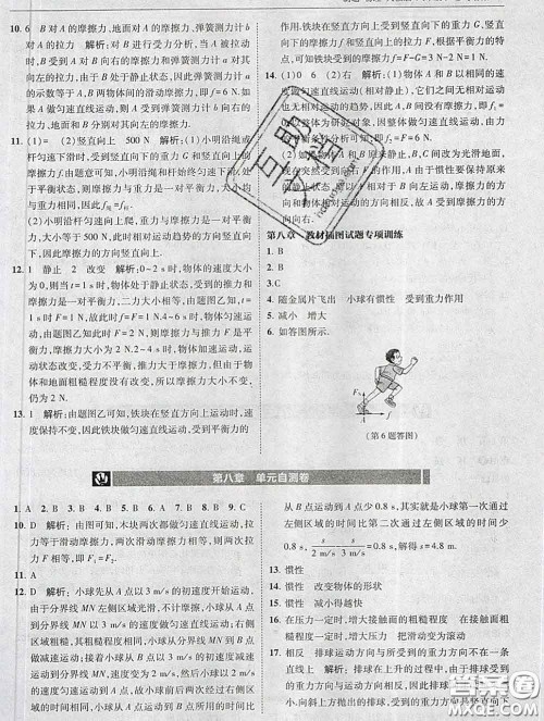 东北师范大学出版社2020春北大绿卡刷题八年级物理下册人教版答案