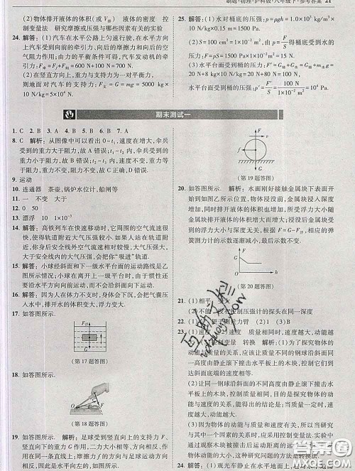 东北师范大学出版社2020春北大绿卡刷题八年级物理下册沪科版答案