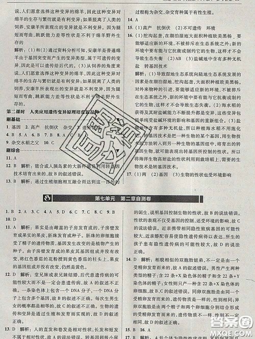 东北师范大学出版社2020春北大绿卡刷题八年级生物下册人教版答案