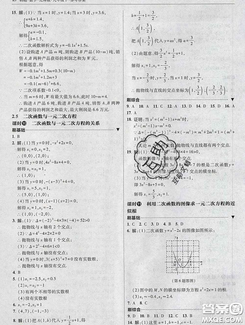 东北师范大学出版社2020春北大绿卡刷题九年级数学下册北师版答案