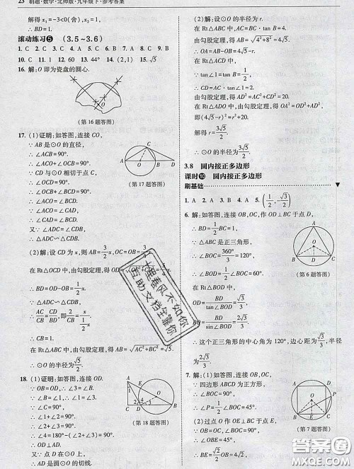 东北师范大学出版社2020春北大绿卡刷题九年级数学下册北师版答案