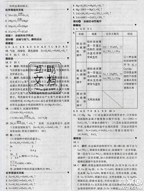 东北师范大学出版社2020春北大绿卡刷题九年级化学下册人教版答案