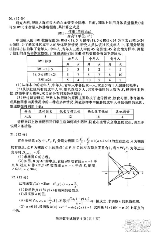 潍坊市2020届高三下学期高考模拟考试数学试题及答案