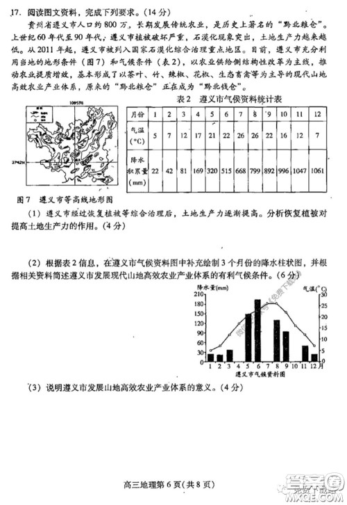 潍坊市2020届高三下学期高考模拟考试地理试题及答案