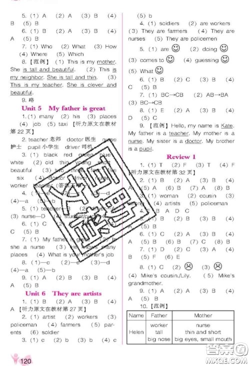 辽海出版社2020新版新课程能力培养四年级英语下册辽师版三起答案