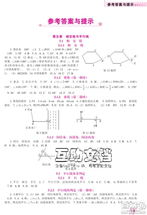 辽海出版社2020新版新课程数学能力培养七年级数学下册人教版答案