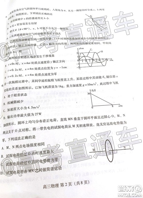 潍坊市2020届高三下学期高考模拟考试物理试题及答案