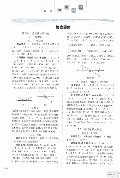 河北人民出版社2020同步训练七年级数学下册人教版答案 河北人民出版社2020同步训练七年级数学下册人教版答案
