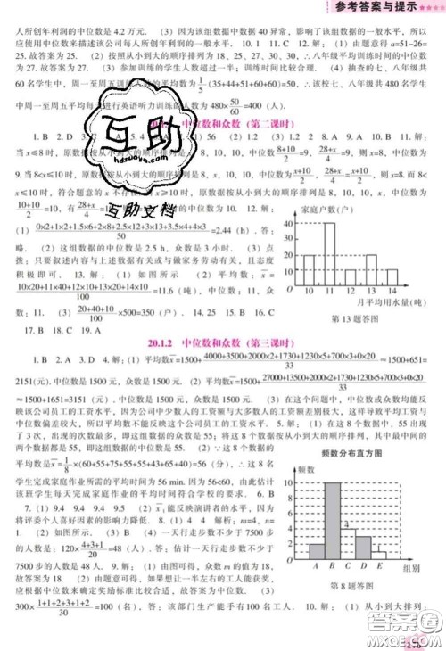 辽海出版社2020新版新课程数学能力培养八年级下册人教版答案