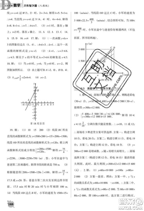 辽海出版社2020新版新课程数学能力培养八年级下册人教版D版答案 辽海出版社2020新版新课程数学能力培养八年级下册人教版D版答案