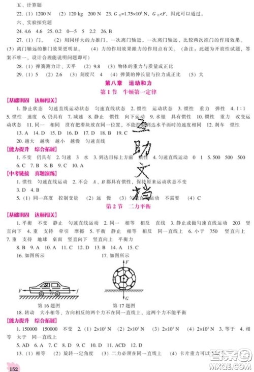 辽海出版社2020新版新课程物理能力培养八年级下册人教版答案 辽海出版社2020新版新课程物理能力培养八年级下册人教版答案