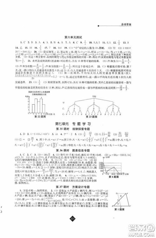 江苏人民出版社2020年中考复习指南数学答案