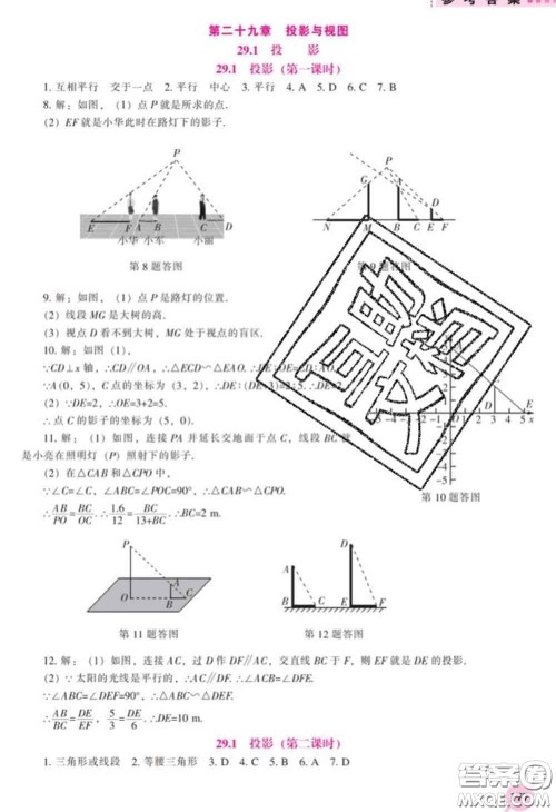 辽海出版社2020新版新课程数学能力培养九年级数学下册人教版答案