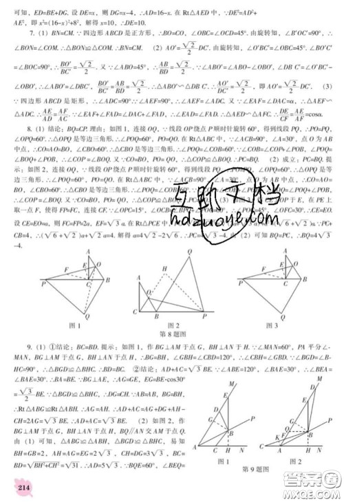 辽海出版社2020新版新课程数学能力培养九年级数学下册北师版答案