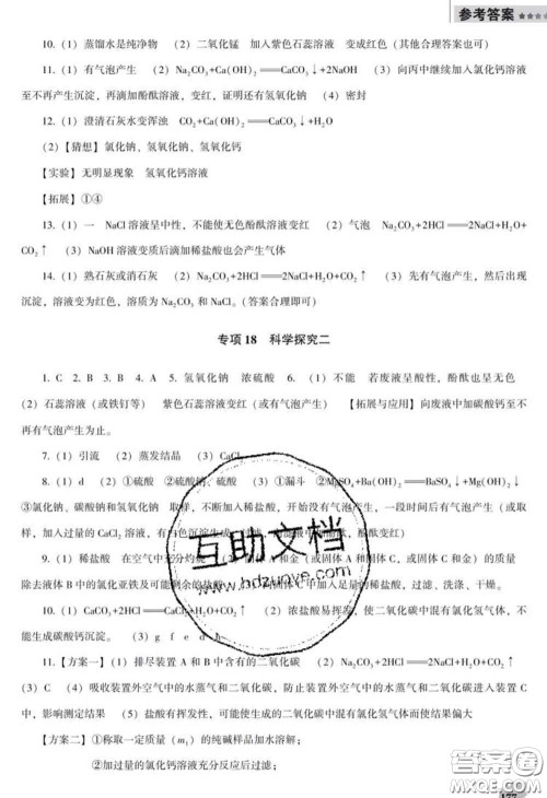 2020新版新课程化学能力培养九年级化学下册人教版D版答案