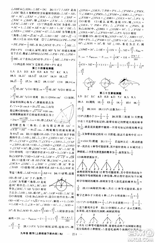 2020年学生课程精巧训练课堂创新学练测数学九年级下RJ人教版参考答案