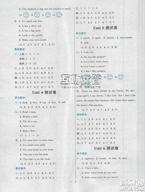 2020新版启东黄冈作业本三年级英语下册人教PEP版答案 2020新版启东黄冈作业本三年级英语下册人教PEP版答案