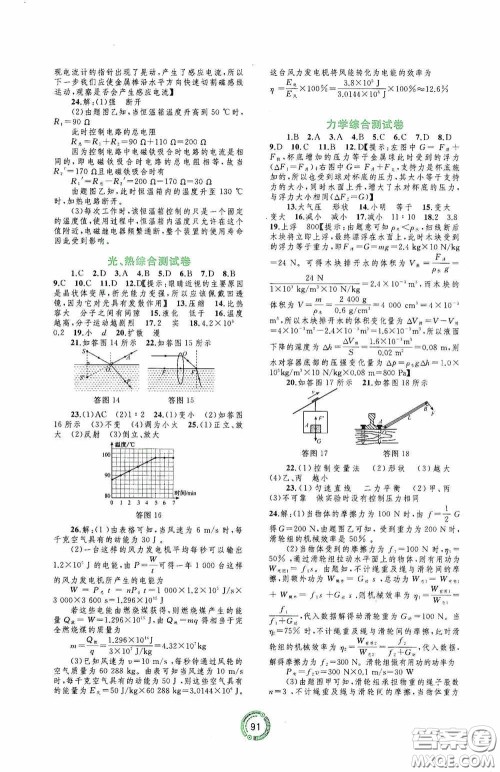 2020中考先锋中考总复习配套测试卷物理课标版A答案