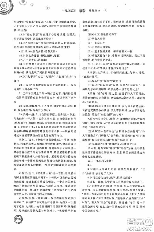 广西教育出版社2020中考先锋中考总复习语文课标版A答案