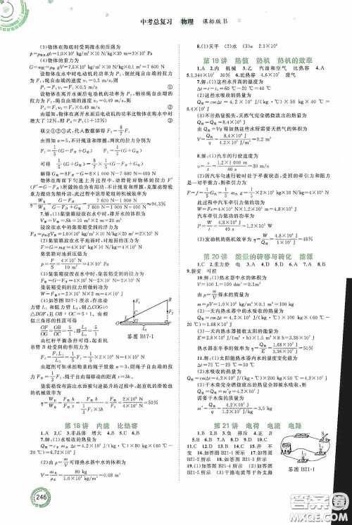 广西教育出版社2020中考先锋中考总复习物理课标版B答案