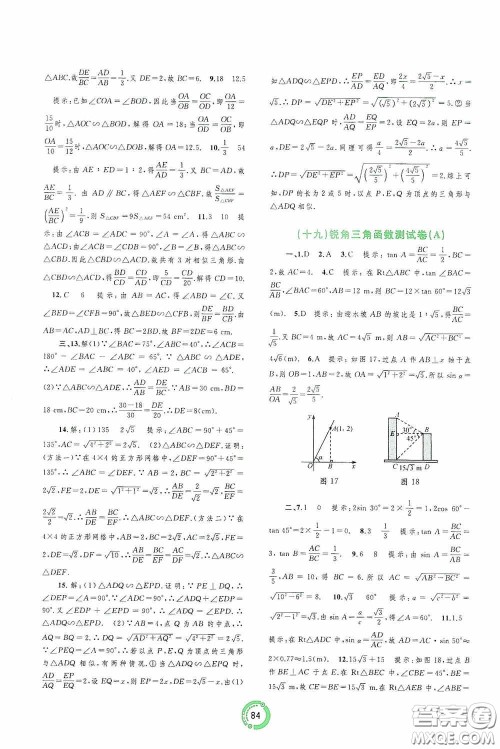广西教育出版社2020中考先锋中考总复习配套测试卷数学课标A版答案