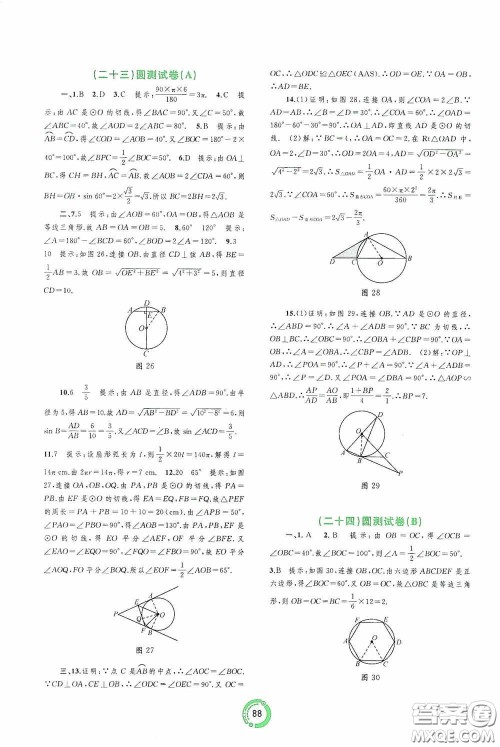 广西教育出版社2020中考先锋中考总复习配套测试卷数学课标A版答案