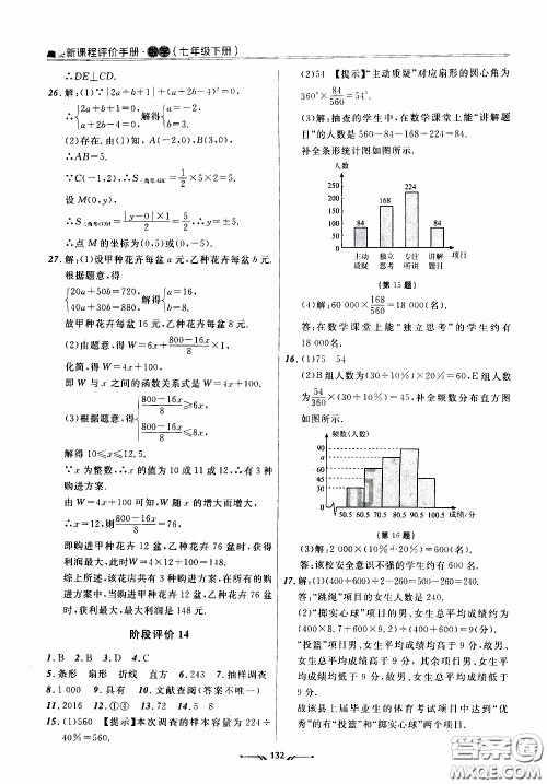 辽宁师范大学出版社2021新课程评价手册七年级数学下册人教版答案