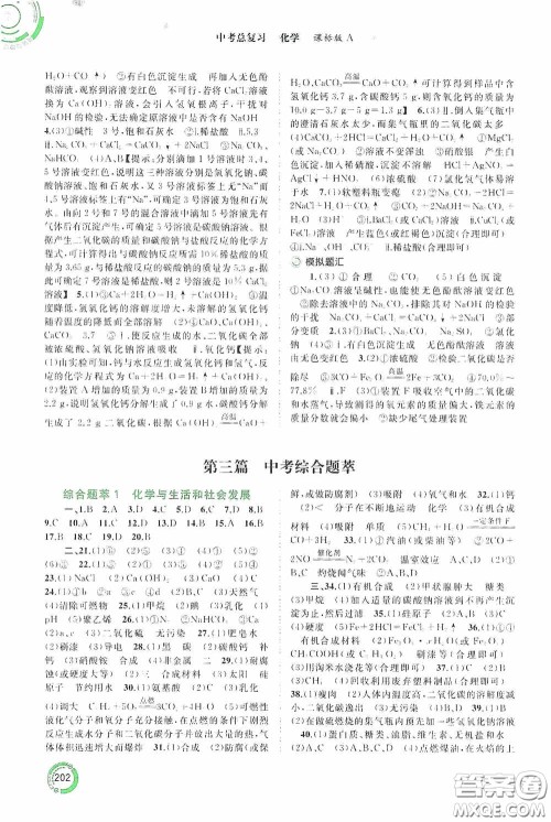 广西教育出版社2020中考先锋中考总复习化学课标版A答案 广西教育出版社2020中考先锋中考总复习化学课标版A答案