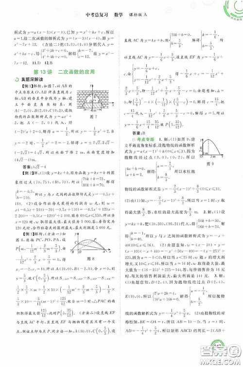 广西教育出版社2020中考先锋中考总复习数学课标版A答案