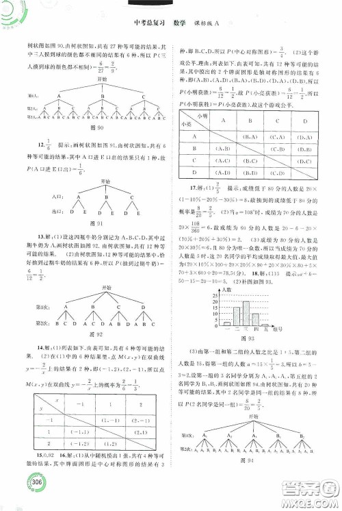 广西教育出版社2020中考先锋中考总复习数学课标版A答案