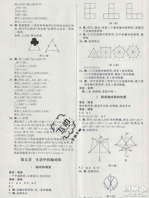 2020春课堂精练七年级数学下册北师版河北专版答案