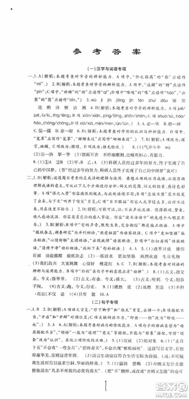 全程测评试卷2020期末复习大冲刺语文七年级下册答案 全程测评试卷2020期末复习大冲刺语文七年级下册答案