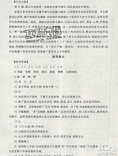 2020春海淀名师伴你学同步学练测六年级语文下册人教版答案