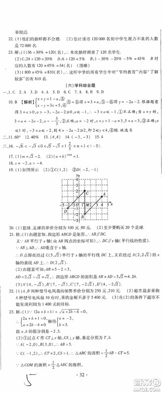 全程测评试卷2020期末复习大冲刺数学七年级下册答案