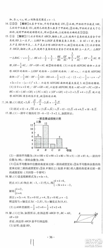 全程测评试卷2020期末复习大冲刺八年级数学下册答案 全程测评试卷2020期末复习大冲刺八年级数学下册答案