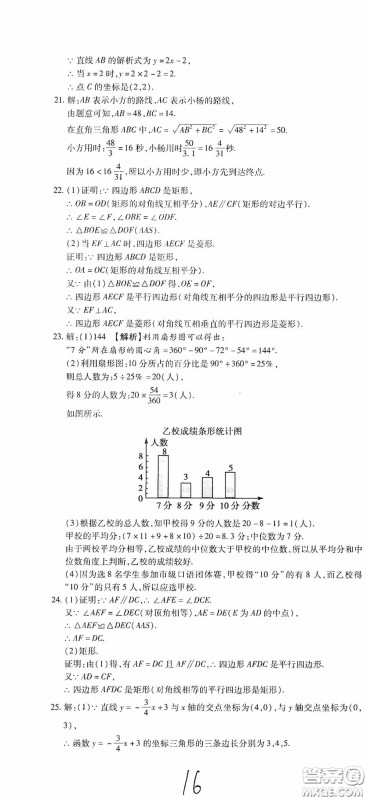 全程测评试卷2020期末复习大冲刺八年级数学下册答案 全程测评试卷2020期末复习大冲刺八年级数学下册答案