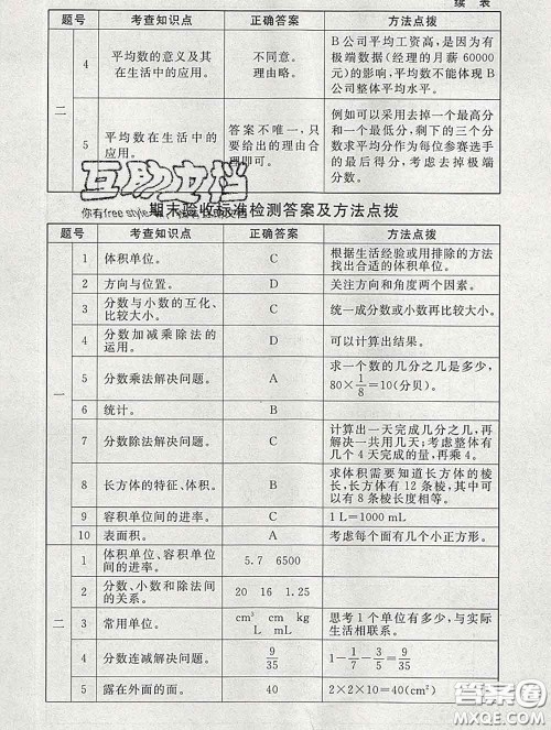 2020春海淀名师伴你学同步学练测五年级数学下册北师版答案 2020春海淀名师伴你学同步学练测五年级数学下册北师版答案
