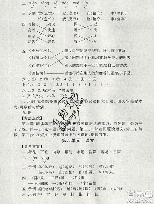 2020春海淀名师伴你学同步学练测二年级语文下册人教版答案