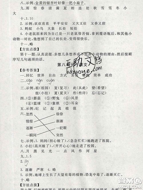 2020春海淀名师伴你学同步学练测二年级语文下册人教版答案