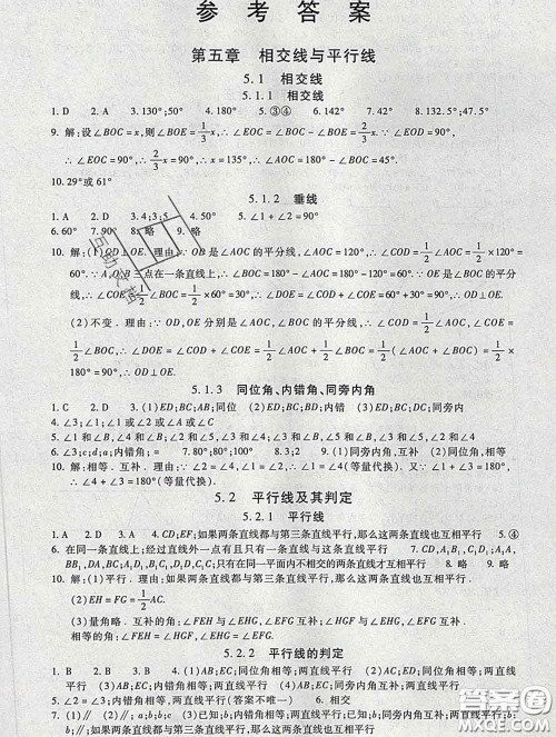 2020春海淀名师伴你学同步学练测七年级数学下册人教版答案 2020春海淀名师伴你学同步学练测七年级数学下册人教版答案