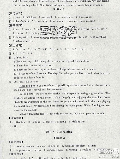 2020春海淀名师伴你学同步学练测七年级英语下册人教版答案 2020春海淀名师伴你学同步学练测七年级英语下册人教版答案