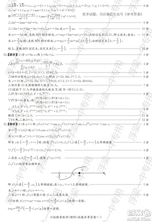 湖南省2020届高三六校联考试题理科数学答案