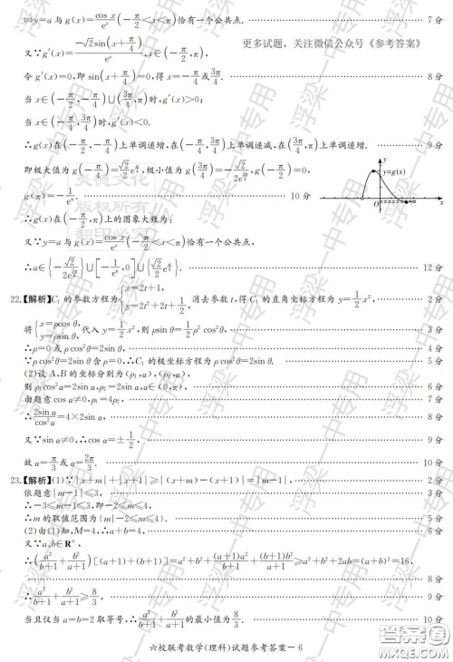 湖南省2020届高三六校联考试题理科数学答案