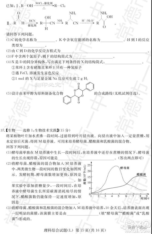 湖南省2020届高三六校联考试题理科综合试题及答案 湖南省2020届高三六校联考试题理科综合试题及答案