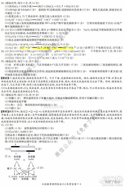 湖南省2020届高三六校联考试题理科综合试题及答案 湖南省2020届高三六校联考试题理科综合试题及答案
