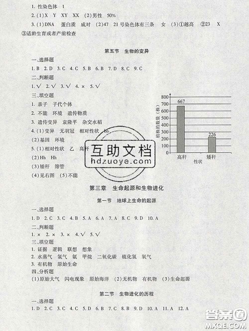 2020春海淀名师伴你学同步学练测八年级生物下册人教版答案 2020春海淀名师伴你学同步学练测八年级生物下册人教版答案